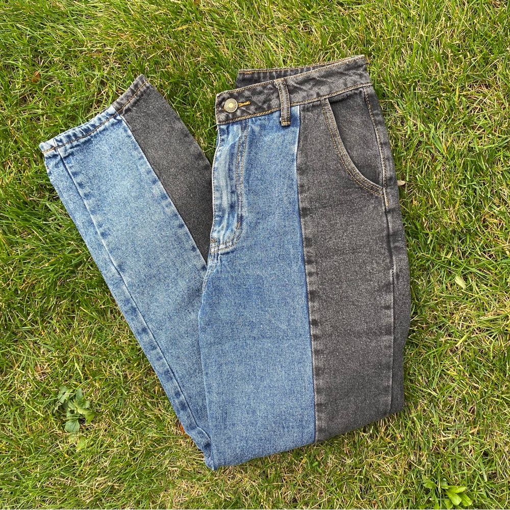 SHEIN High Waisted Two Toned Jeans